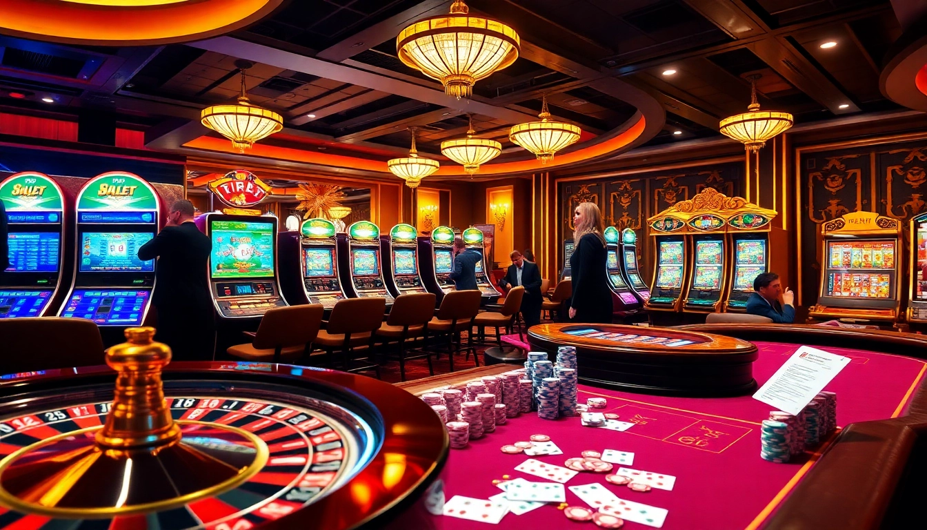 Experience the thrill of gambling at fabet with vibrant slot machines and luxurious poker tables.