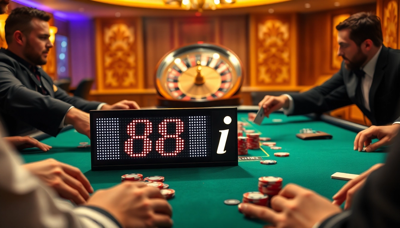 Experience the thrill of poker at a casino table, featuring 88ii chips and cards.