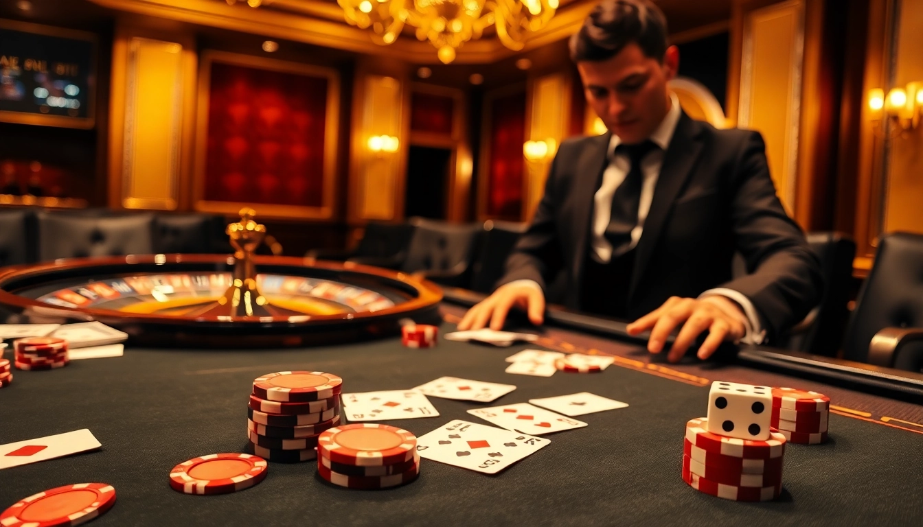 Experience the excitement of win 678 with a luxurious casino atmosphere featuring poker and roulette.
