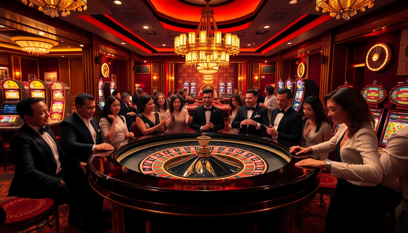 Experience the thrill of gambling at good88’s luxurious casino with roulette and vibrant atmosphere.