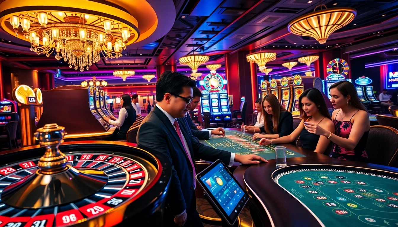 Experience the excitement of registering and logging into 789F at a vibrant casino scene.