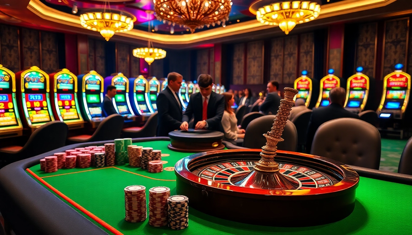 Players enjoying a thrilling mb 88 experience at a luxury casino table with vibrant poker chips.